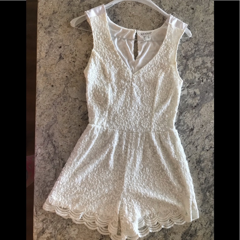 Venus White Lace Romper